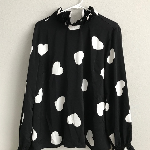 Studio Park x Shawn Killinger Woven Long Sleeve Bow Blouse -Heart (sz L) a520768 - Picture 2 of 6